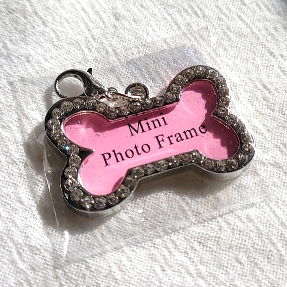 1pc Bone Shaped Rhinestone Dog Photo Frame